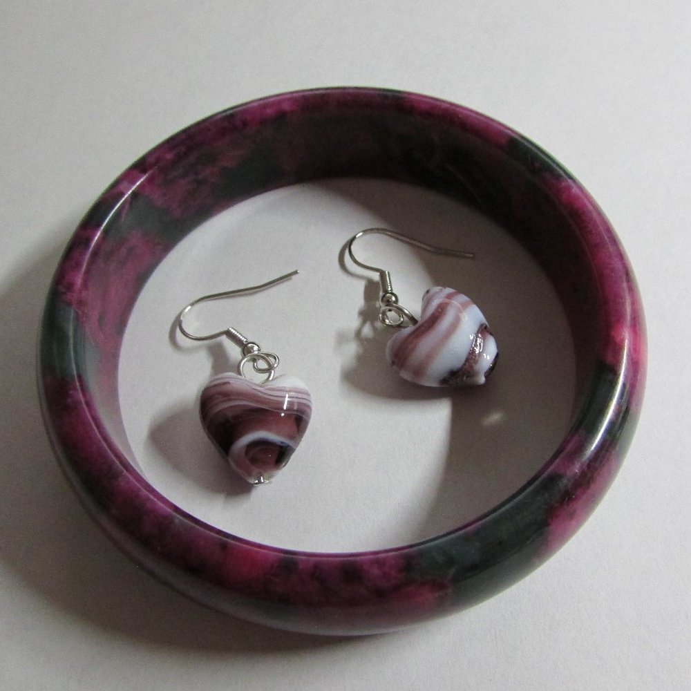 Quartz Bracelet & Heart Earrings Set NWOT